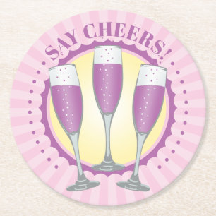 Porta-copo De Papel Redondo Porta copos de Papel dos Óculos de Champanhe Roxos