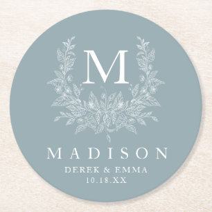 Porta-copo De Papel Redondo Porta copos de papel redondo de casamento monogram