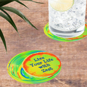 Porta-copo De Papel Redondo Porta copos de papel redondo sobre citros psicodé