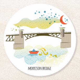 Porta-copo De Papel Redondo Porta copos de Portland da ponte de Morrison