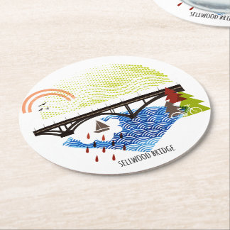 Porta-copo De Papel Redondo Porta copos de Portland da ponte de Sellwood