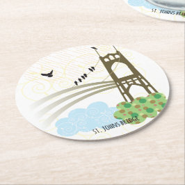 Porta-copo De Papel Redondo Porta copos de Portland da ponte de St Johns