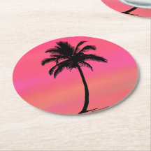 Porta copos de silhueta de palmeira tropical