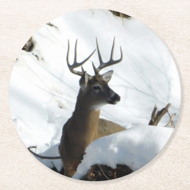 Porta-copo De Papel Redondo Porta copos do Winter Buck (Frente)