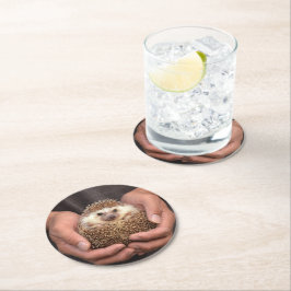 Porta-copo De Papel Redondo Porta copos Dourada de Rosa Faux de Hedgehog Cute