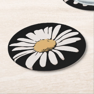 Porta-copo De Papel Redondo Porta copos Floral Black Daisy