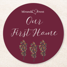 Porta-copo De Papel Redondo Porta copos Inicial Moderna do Burgundy