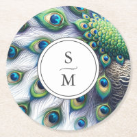 Porta copos Monogramas Penas de Peacock