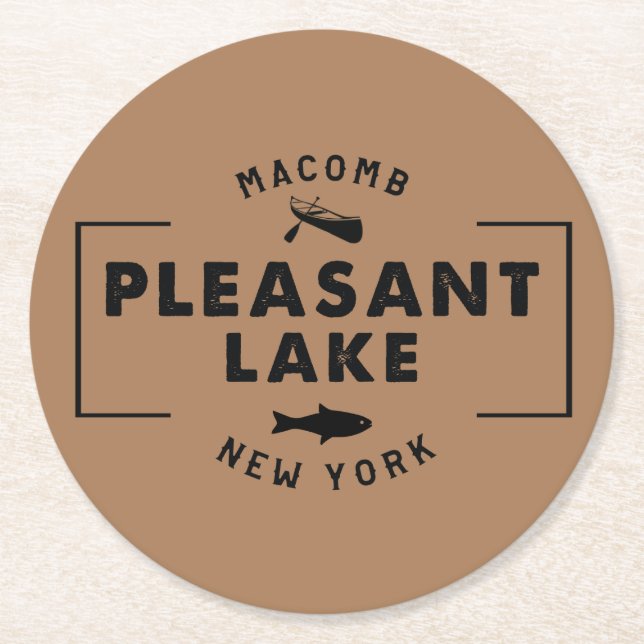 Porta-copo De Papel Redondo Porta copos Pleasant Lake (Frente)