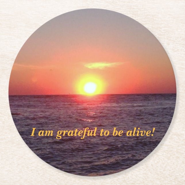 Porta-copo De Papel Redondo Porta copos redonda do nascer do sol (Frente)