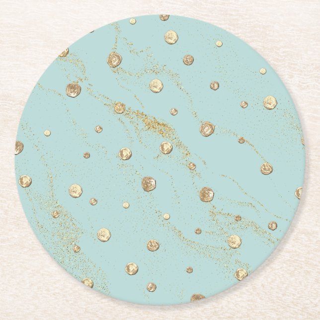 Porta-copo De Papel Redondo Porta copos redonda Dourada (Frente)