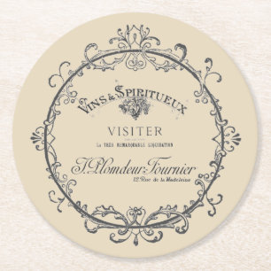 Porta-copo De Papel Redondo Portas copos De Papel De Etiquetas Francesas Vinta