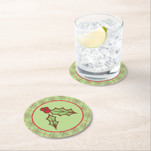 Porta-copo De Papel Redondo Portas copos de papel Holly de Natal