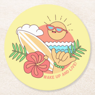 Porta-copo De Papel Redondo Portas copos do papel do surfista do verão