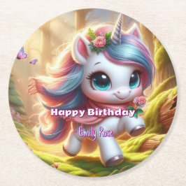 Porta-copo De Papel Redondo Portas copos personalizadas de papel Unicorn