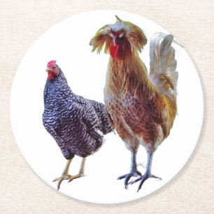 Porta-copo De Papel Redondo Portas copos Rooster e Hen