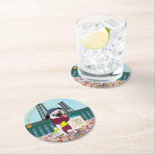 Porta-copo De Papel Redondo Portlandia Pug: Costa de Papel de Jurisdição Anarq