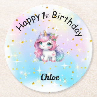 Porta-copo De Papel Redondo Posavasos de Cumpleaños Personalizado