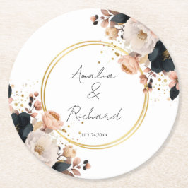 Porta-copo De Papel Redondo Pousa-Copos de Casamento Personalizados com Desenh