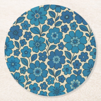 Porta-copo De Papel Redondo Pousa-Copos de Papel Flor Azul Retro – Mais Formas