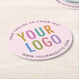 Porta-copo De Papel Redondo Pousa-copos de papel personalizados rosa com logot