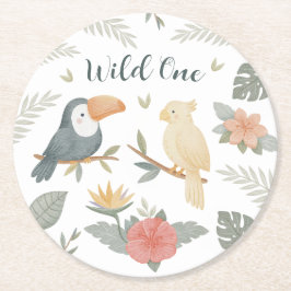 Porta-copo De Papel Redondo Pratos de papel para aniversário tropical Wild One