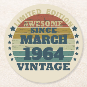 Porta-copo De Papel Redondo presente de aniversário de 60 anos personalizado