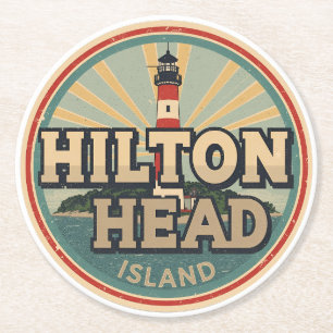 Porta-copo De Papel Redondo Presentes de viagem vintage da ilha de Hilton Head