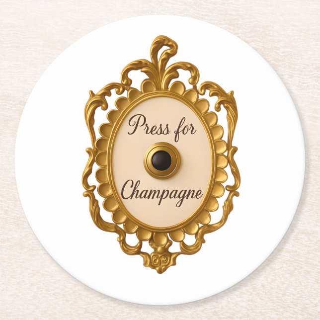 Porta-copo De Papel Redondo Press for Champagne Bar Cart Veuve Coaster (Frente)