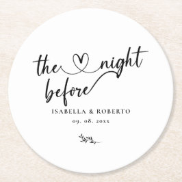 Porta-copo De Papel Redondo Preto e Branco Mínimo A Noite Anterior 