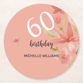 Porta-copo De Papel Redondo Primavera Coral Vibrante Jardim Aquarela Floral