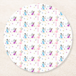 Porta-copo De Papel Redondo Primeiro Aniversário de Fada