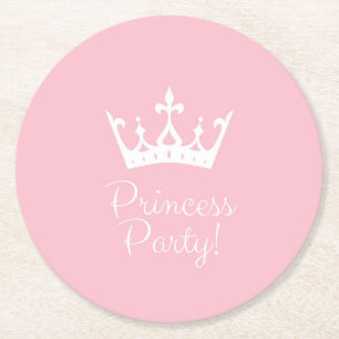 Porta-copo De Papel Redondo Princesa do Partido, Rosa e Branco