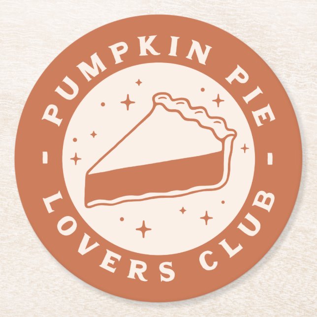 Porta-copo De Papel Redondo Pumpkin Pie Lovers Club (Frente)