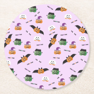 Porta-copo De Papel Redondo Púrpura De Pumpkin De Trombose Ou Tratar Halloween