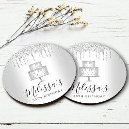 Porta-copo De Papel Redondo Purpurina prateada para bolo pinga glamour feminin