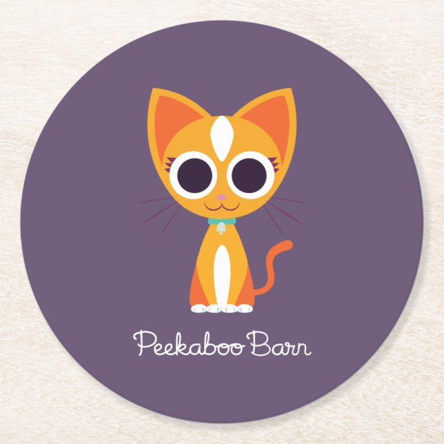 Porta-copo De Papel Redondo Purrl o gato (Frente)