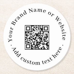 Porta-copo De Papel Redondo QR Minimalista Branco   Design Redondo Limpo Scan 