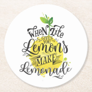 Porta-copo De Papel Redondo "Quando a Vida Lhe Dá Limões, Faça Limonada"
