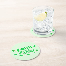 Porta-copo De Papel Redondo Quatro vezes sortudo 4º aniversário