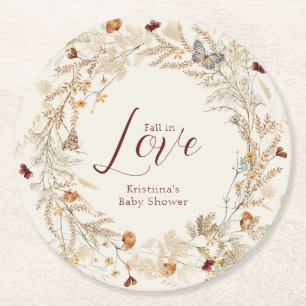 Porta-copo De Papel Redondo Queda Chá de fraldas de flor selvagem