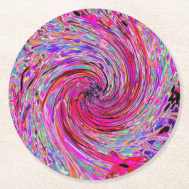 Porta-copo De Papel Redondo Raio Floral legal, Rosa Quente e Vermelho, para Re