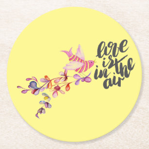 Porta-copo De Papel Redondo Ramo de Pássaro do Amor