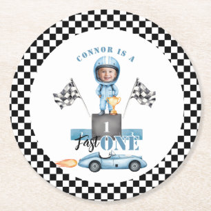 Porta-copo De Papel Redondo Rápido carro azul 1 rua Foto de aniversário