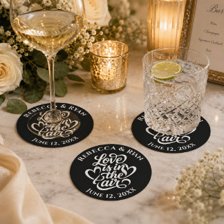 Porta-copo De Papel Redondo Recepção de Casamento Amor no Ar