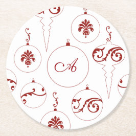 Porta-copo De Papel Redondo Red Monograma Bauble Ornaments Natal