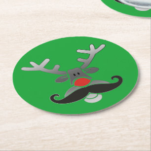 Porta-copo De Papel Redondo Red Nosed Rudolph com bigode + sua ideia