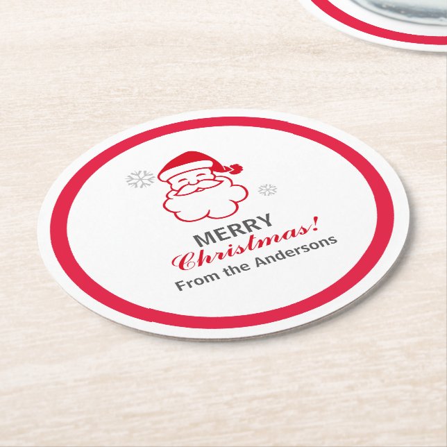 Porta-copo De Papel Redondo Red Santa Claus (Angulado)
