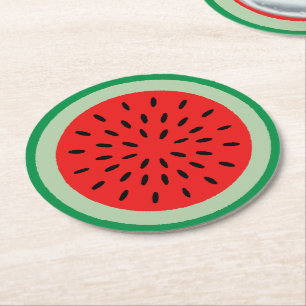 Porta-copo De Papel Redondo Red Watermelle Slice Black Seeds Party — Partido