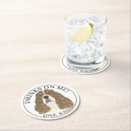 Porta-copo De Papel Redondo Red White English Springer Spaniel Personalizado